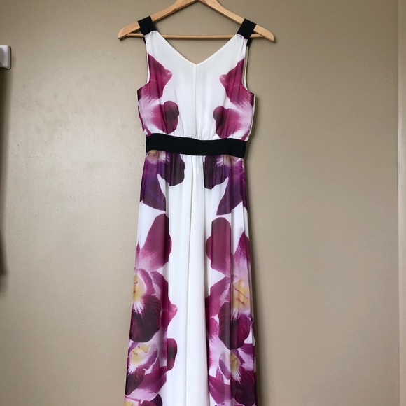 {Express} Floral Asymmetrical Hem Maxi Dress - Picture 3 of 6